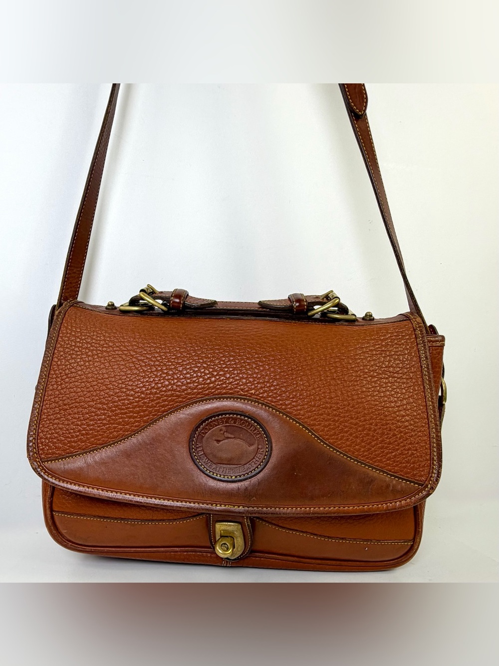 Dooney & Bourke Brown Leather City Satchel with Handle and Strap All Weather - Picture 2 of 16